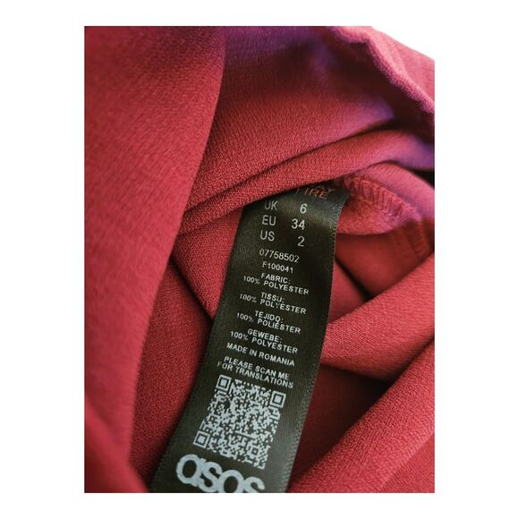 Asos Size 2 Dark Red Short Sleeve Romper - Picture 5 of 8